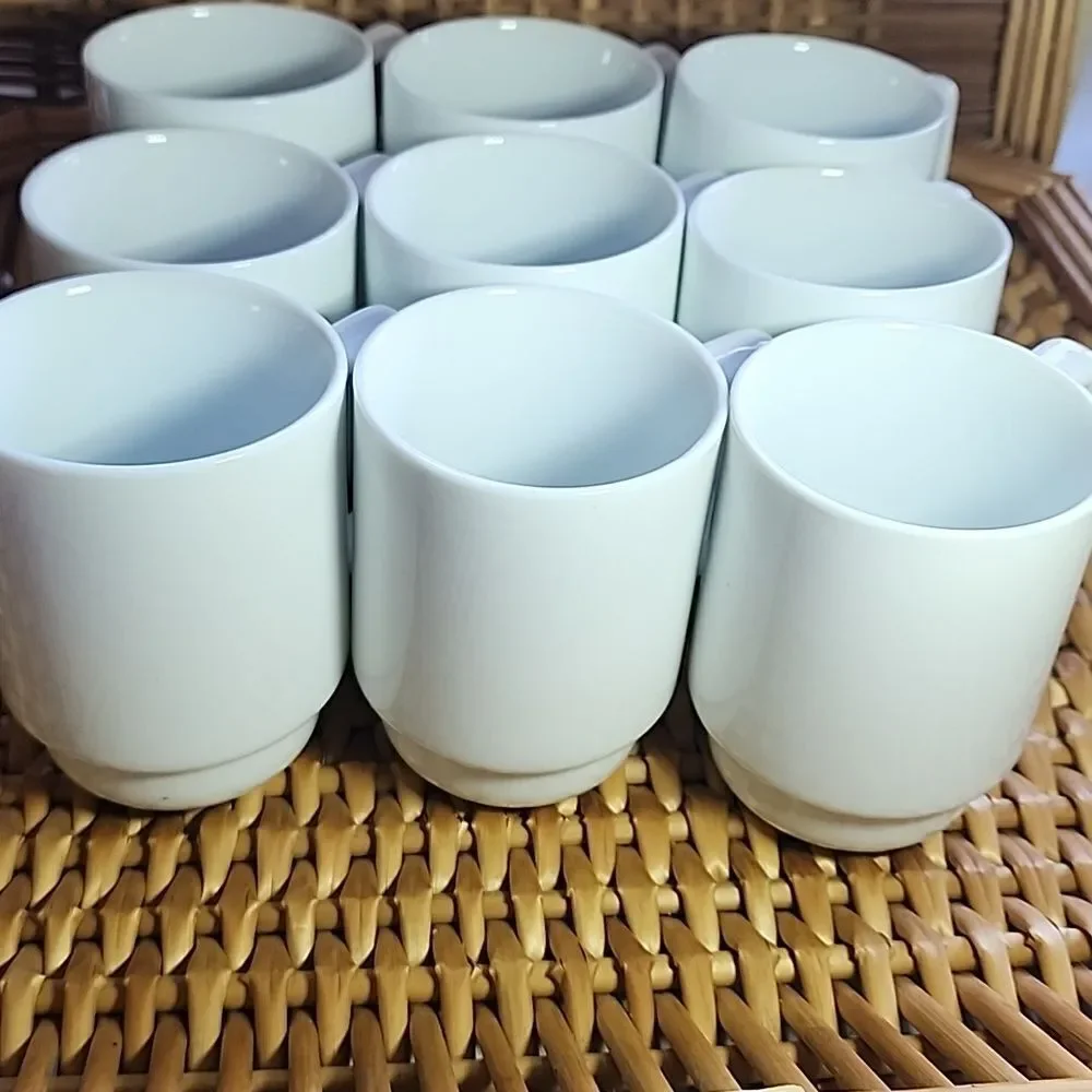Company Ready Vintage Set Of 9 Stackable White Coffee/Tea Mugs